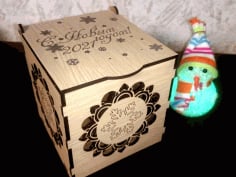 Wooden Gift Box with Lid for Wedding Free CDR Vectors File
