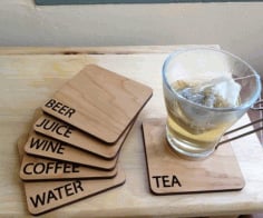 Wooden Glass Coasters Engraving Design DXF File