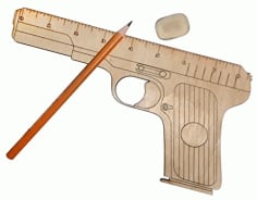 Wooden Gun Shaped Measuring Ruler Design Laser Cut CDR File