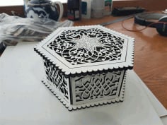 Wooden Hexagon Openwork Box 3mm Laser Cut CDR File