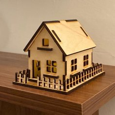 Wooden House Laser Cut 3D Model DXF Files for Laser Cutting