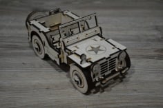Wooden Jeep Puzzle CNC Cutting CDR File