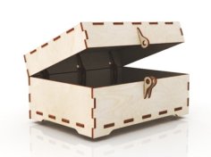 Wooden Jewelry Box with Lid and Lock CDR File for Laser Cutting