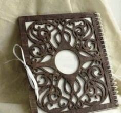 Wooden Laser Cut Notebook Decoration Cover Cnc Free Vector DXF File
