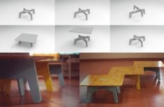 Wooden Low Table CNC Furniture for Kids Study DXF File for Laser Cutting