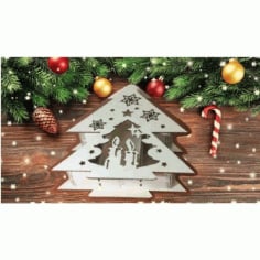 Wooden Mini Christmas Tree Box CDR Vectors File
