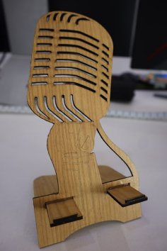 Wooden Mobile Holder Stand in Mic Shape Free Laser Cut File