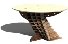 Wooden Modern Round Coffee Table CNC Furniture DXF File for Laser Cutting
