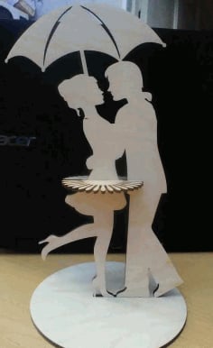 Wooden Napkin Dancing Couple Design Free Vector DXF File