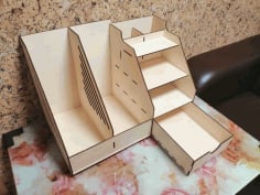 Wooden Office Organizer with Drawer Laser Cut Free CDR File