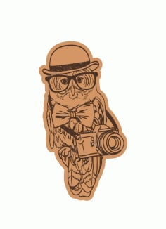 Wooden Owl carving with Hat CDR File