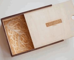 Wooden Packaging Box With Sliding Lid 180×180 3mm Vector File