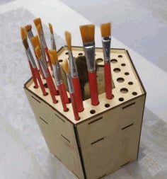 Wooden Paint Brush Holder Free Vector CDR File