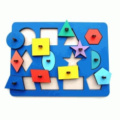 Wooden Peg Puzzle Toy For Montessori Kids Template Laser Cut CDR File