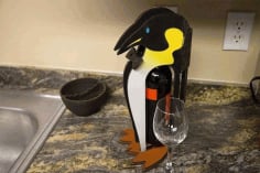 Wooden Penguin Wine Bottle Stand DXF Vectors File