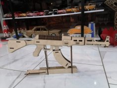 Wooden Puzzle AK 47 Assault Rifle 3D Puzzle Model CDR File for Laser Cutting