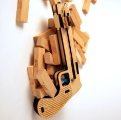 Wooden Puzzle Jenga Pistol Plans Toy Gun CDR File for Laser Cutting