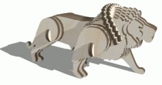 Wooden Puzzle Lion 3D Model Layout DXF File