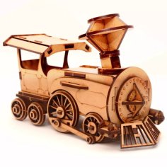 Wooden Puzzle Locomotive 3D Model Set CDR File for Laser Cutting