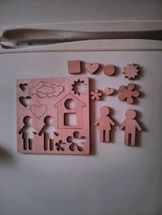 Wooden Puzzle Modern Educational Toys For Kids Laser Cutting Template Laser Cut CDR File