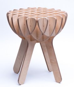 Wooden Puzzle Pattern Stool Design DXF File for Laser Cutting