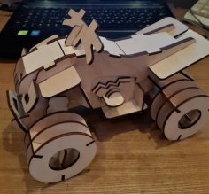 Wooden Puzzle Quad Bike Toy Model CDR File for Laser Cutting
