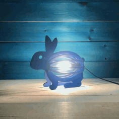 Wooden Rabbit Night Light Bunny Lamp Laser Cut Design CDR File