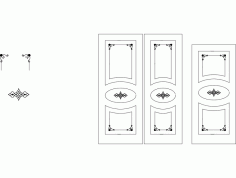 Wooden Room Door Design template CNC Laser Cut DXF File