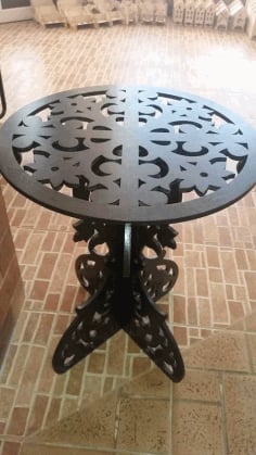 Wooden Round Table Laser Cut DXF File