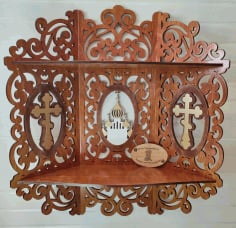 Wooden Shelf For Icons Christian Home Altar Carved Shelf Laser Cut CDR File