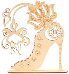 Wooden Shoe Shaped Jewelry Stand CDR Free Vector for Laser Cut