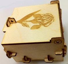 Wooden Storage Box with Flower Engraved Design Free Laser Cut Files