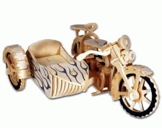 Wooden Toy 3 Seater Bike Laser Cut Puzzle Free Vector CDR File