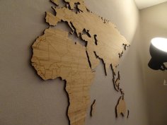 Wooden Wall Decoration World Map Bamboo Engraving Design CDR Free Laser Cut File