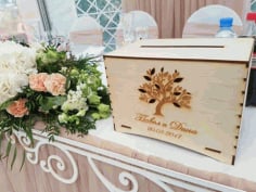Wooden Wedding Boxes With Slot on Top Money Card Storage CDR File
