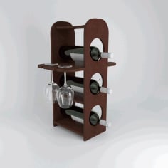 Wooden Wine and Glass Holder Rack Bar CDR File