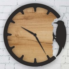 Woodpecker Style Wall Clock Modern Design Decorative Clock Mockup CDR File