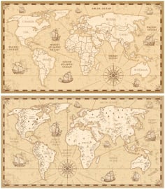 World Map Wooden Panel Design CDR File