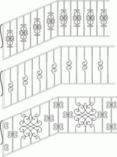 Wrought Iron Stairs Railing Laser Cut CDR File