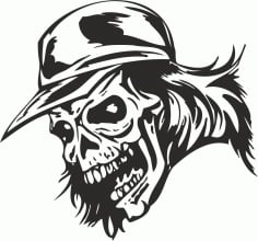 Zombie Skull With Cap Sticker Free Design CDR File